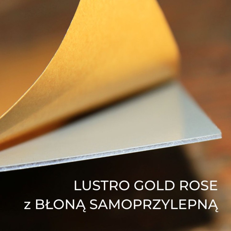 Plexi lustro z błoną samoprzylepną gold rose 0,8 mm 400×300 mm – do dekoracji | ALUPLEXI